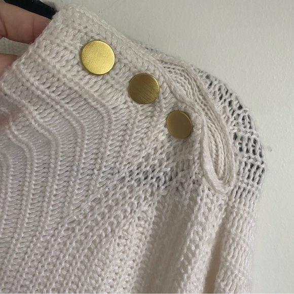 EN Thread Oversized Wool Alpaca Blend Mockneck Chunky Knit Sweater • Cream • XL - Picture 4 of 11